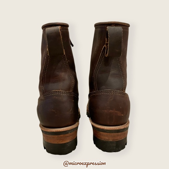 Frye Logger 8G Brown Leather Distressed Lace Up Lug Sole Work/Hiking Moto Boot - Picture 11 of 16